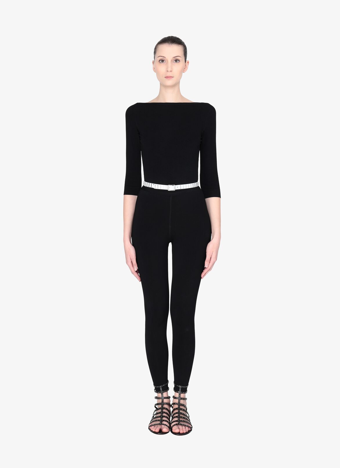 BELT CUIR LUX+RIVET OPTICAL WHITE ALAÏA WHITE  BELT CUIR LUX+RIVET OPTICAL WHITE